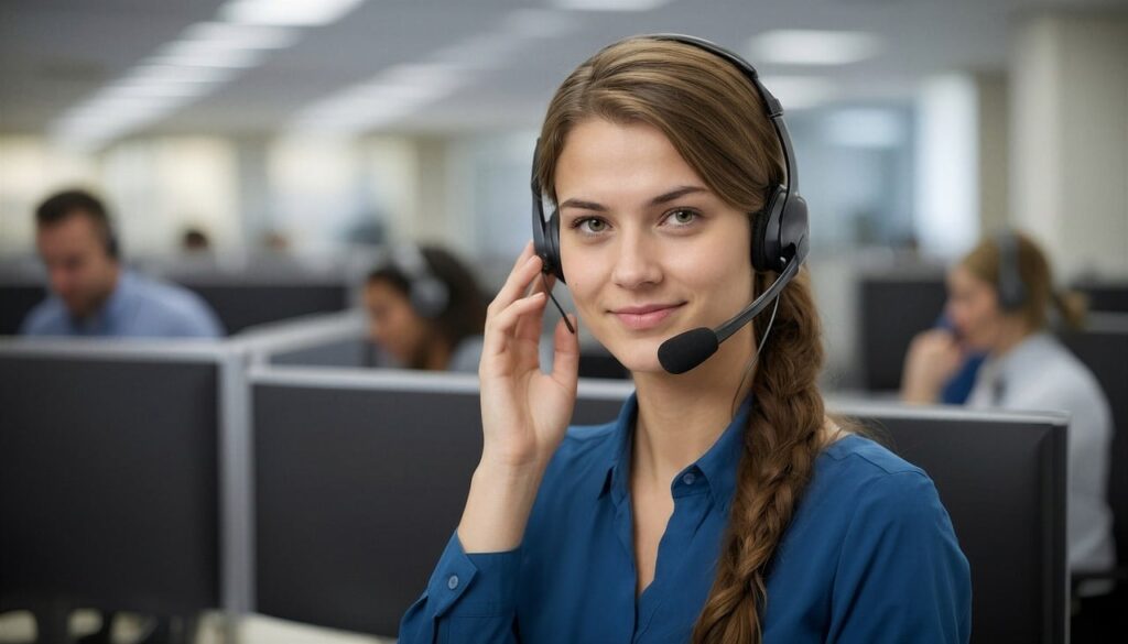 call center, headset, smile, office work, communication, customer support, professional, employee, work, woman, modern office, technology, phone assistance, microphone, young woman, multitasking, office environment, support, phone call, happy, workspace